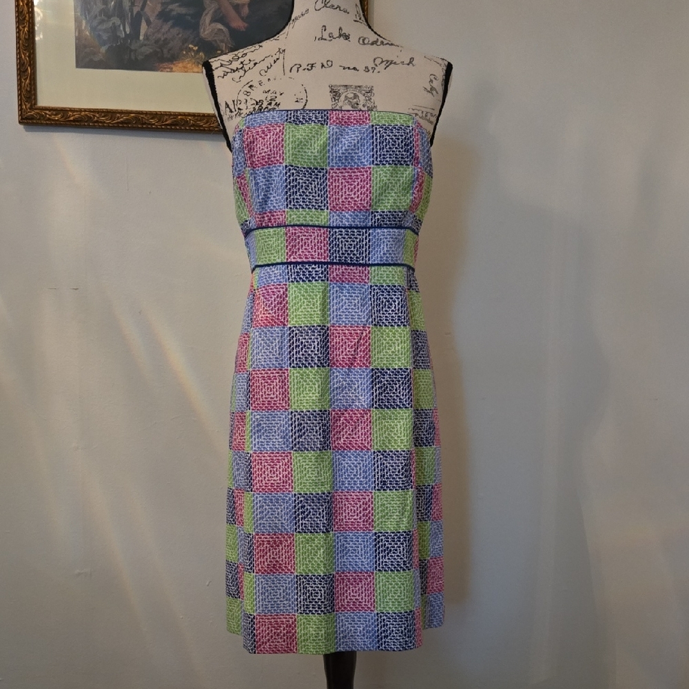 Vineyard Vines Checkered Strapless Dress